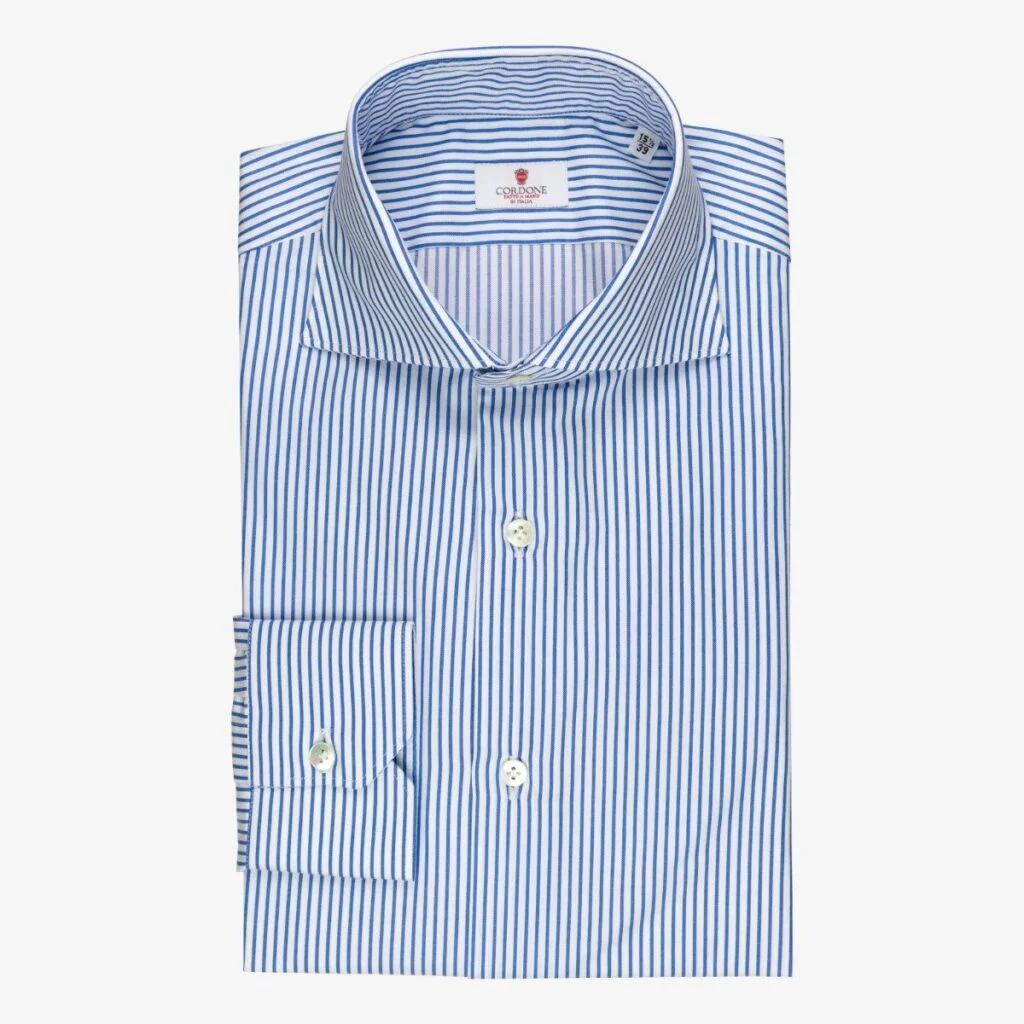 Blue Striped Twill Shirt | Regular Fit