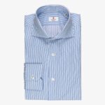 Cordone 1956 blue slim fit striped twill shirt