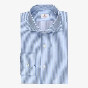 Cordone 1956 blue slim fit striped twill men's dress shirt