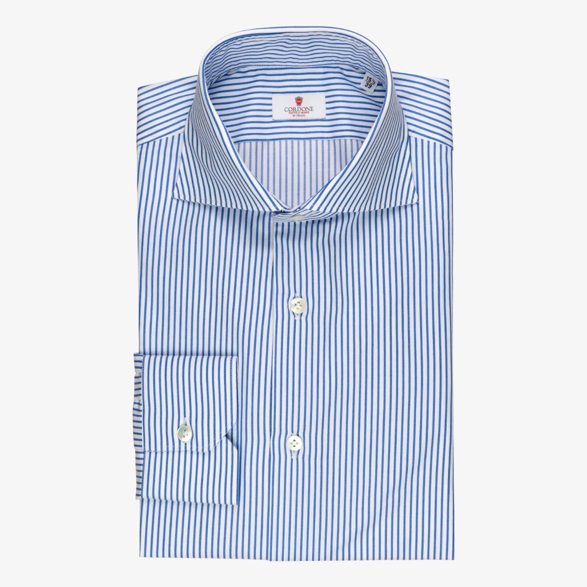 Cordone 1956 blue slim fit striped twill men's dress shirt