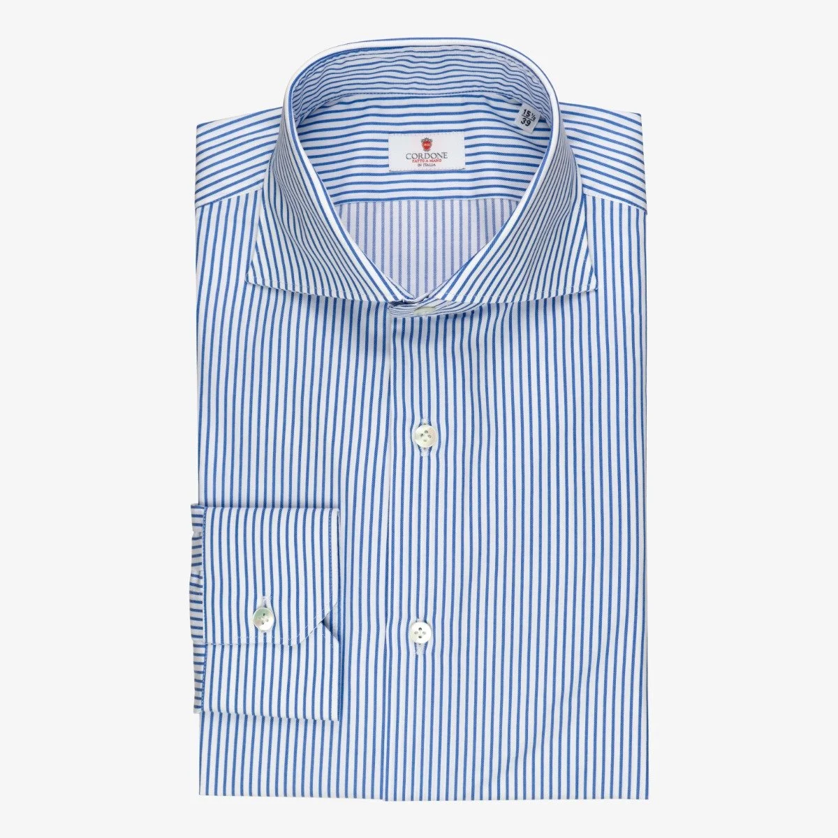 Cordone 1956 blue slim fit striped twill shirt