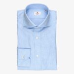 Cordone 1956 light blue slim fit houndstooth twill shirt