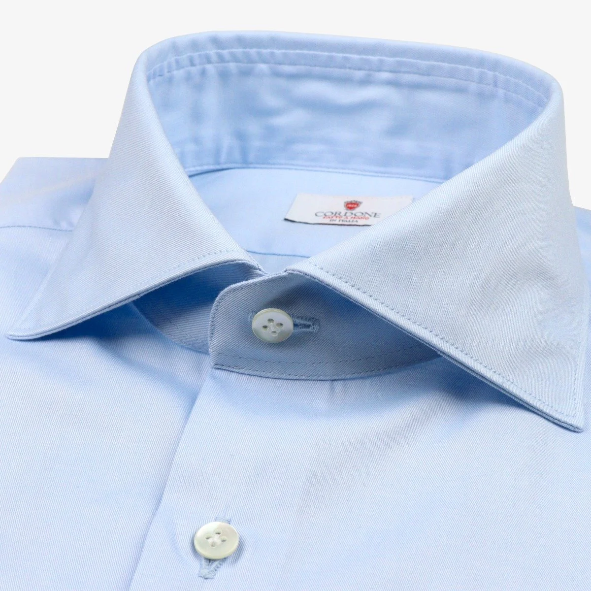 Cordone 1956 šviesiai mėlyni slim fit tvilo marškiniai