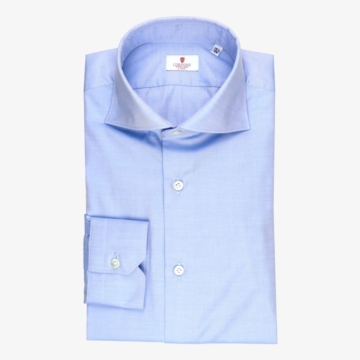 Cordone 1956 light blue slim fit twill men's dress shirt