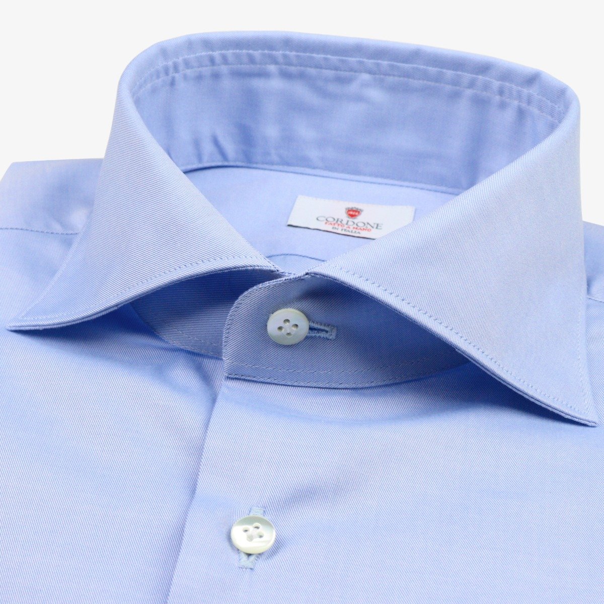 Cordone 1956 light blue slim fit twill shirt II