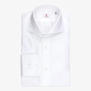 Cordone 1956 white slim fit poplin men's dress shirt