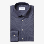 Eton dark blue slim fit dot signature twill shirt