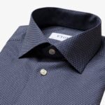 Eton dark blue slim fit dot signature twill shirt