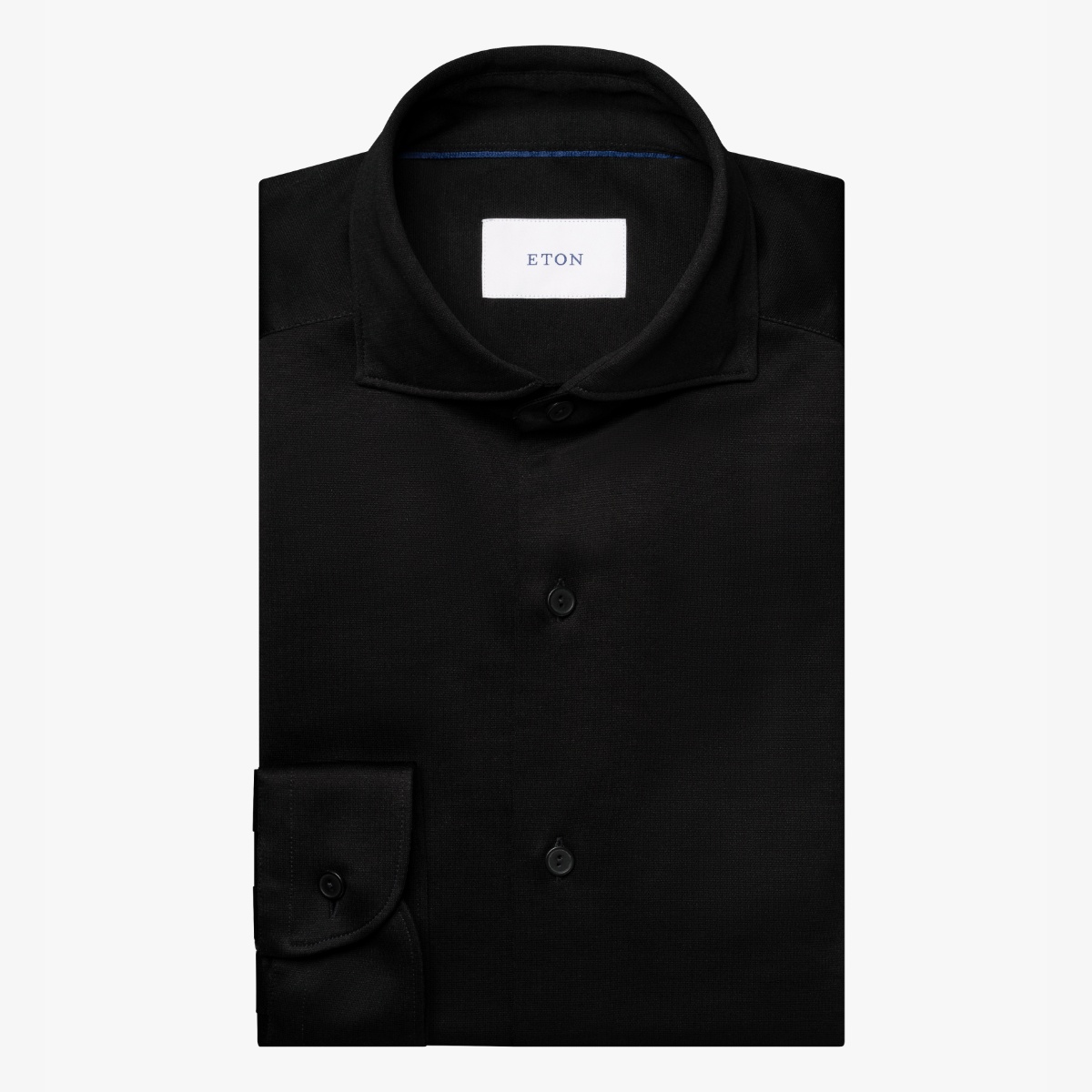 Eton black regular fit filo di scozia jersey shirt