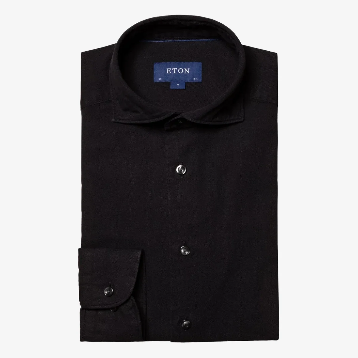 Eton black slim fit denim twill shirt