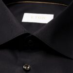 Eton black slim fit elevated twill shirt