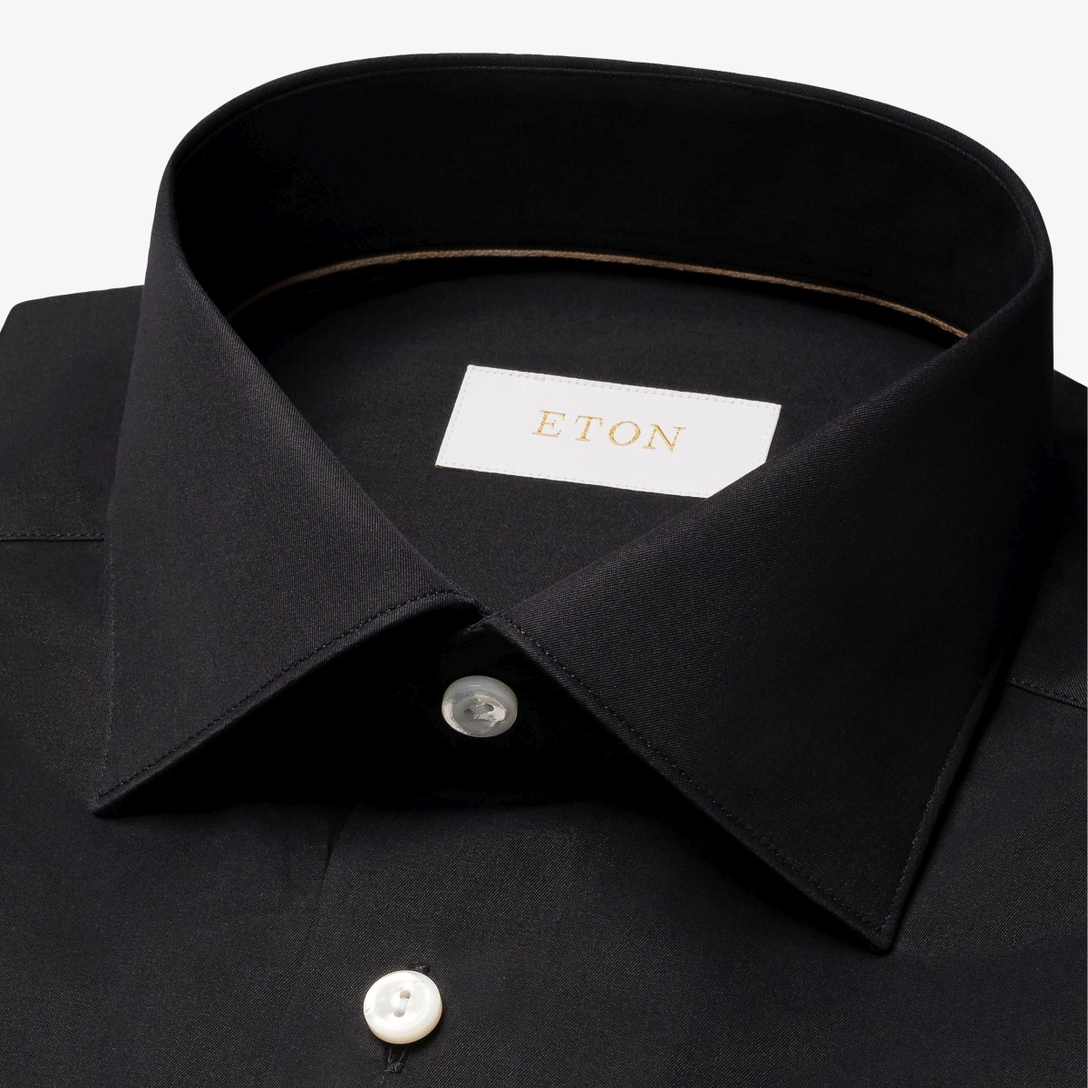 Eton black slim fit elevated twill shirt