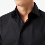 Eton black slim fit elevated twill shirt