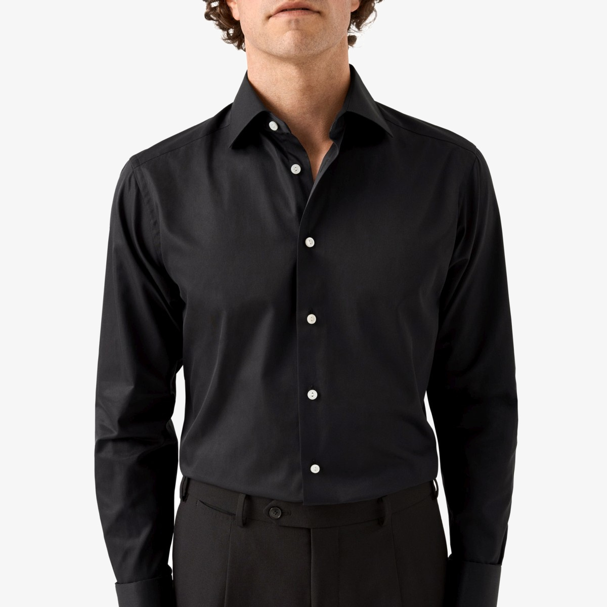 Eton black slim fit elevated twill shirt