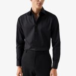 Eton black slim fit elevated twill shirt