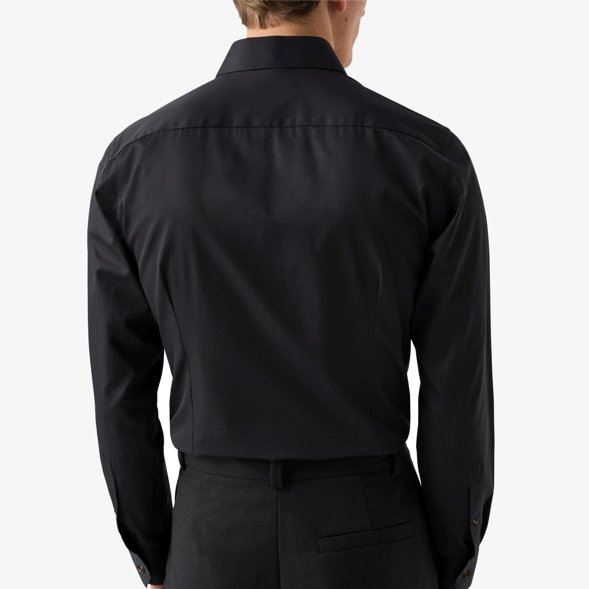 Eton black slim fit elevated twill shirt