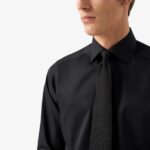 Eton black slim fit elevated twill shirt