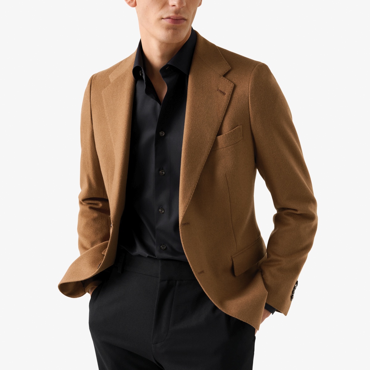 Eton black slim fit elevated twill shirt