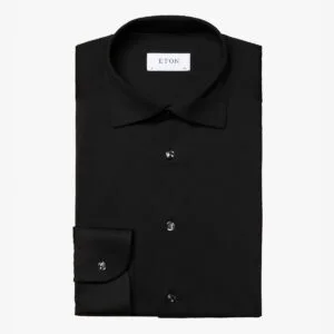 Eton black slim fit fit four-way stretch shirt