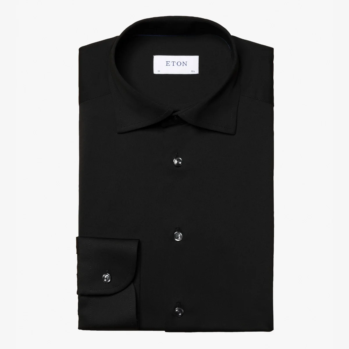 Eton black slim fit fit four-way stretch shirt