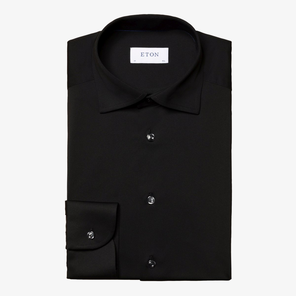 Eton black fit four-way stretch shirt