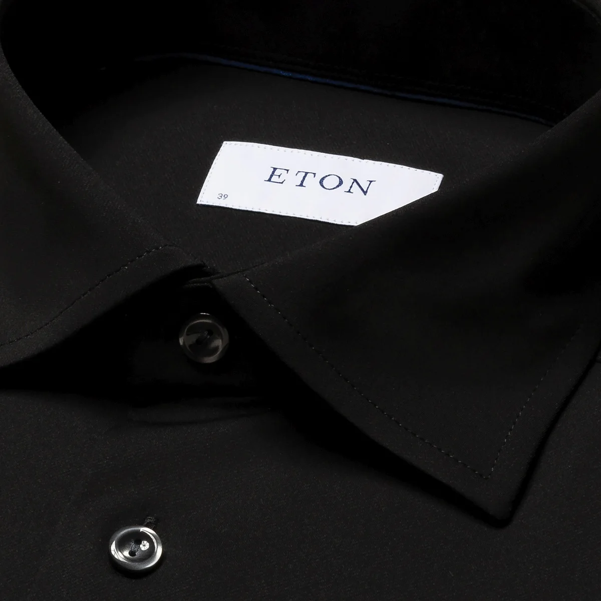 Eton black slim fit fit four-way stretch shirt