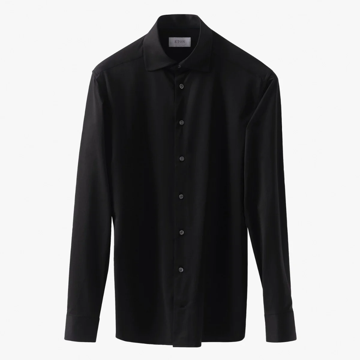 Eton black slim fit fit four-way stretch shirt
