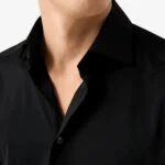 Eton black slim fit fit four-way stretch shirt