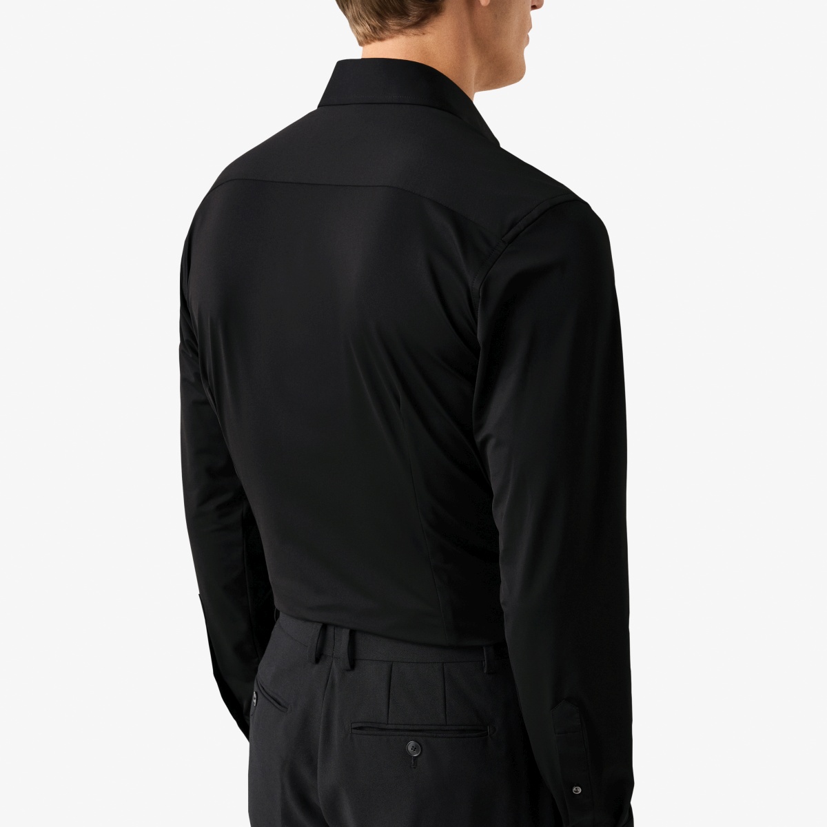 Eton black slim fit fit four-way stretch shirt