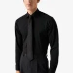 Eton black slim fit fit four-way stretch shirt