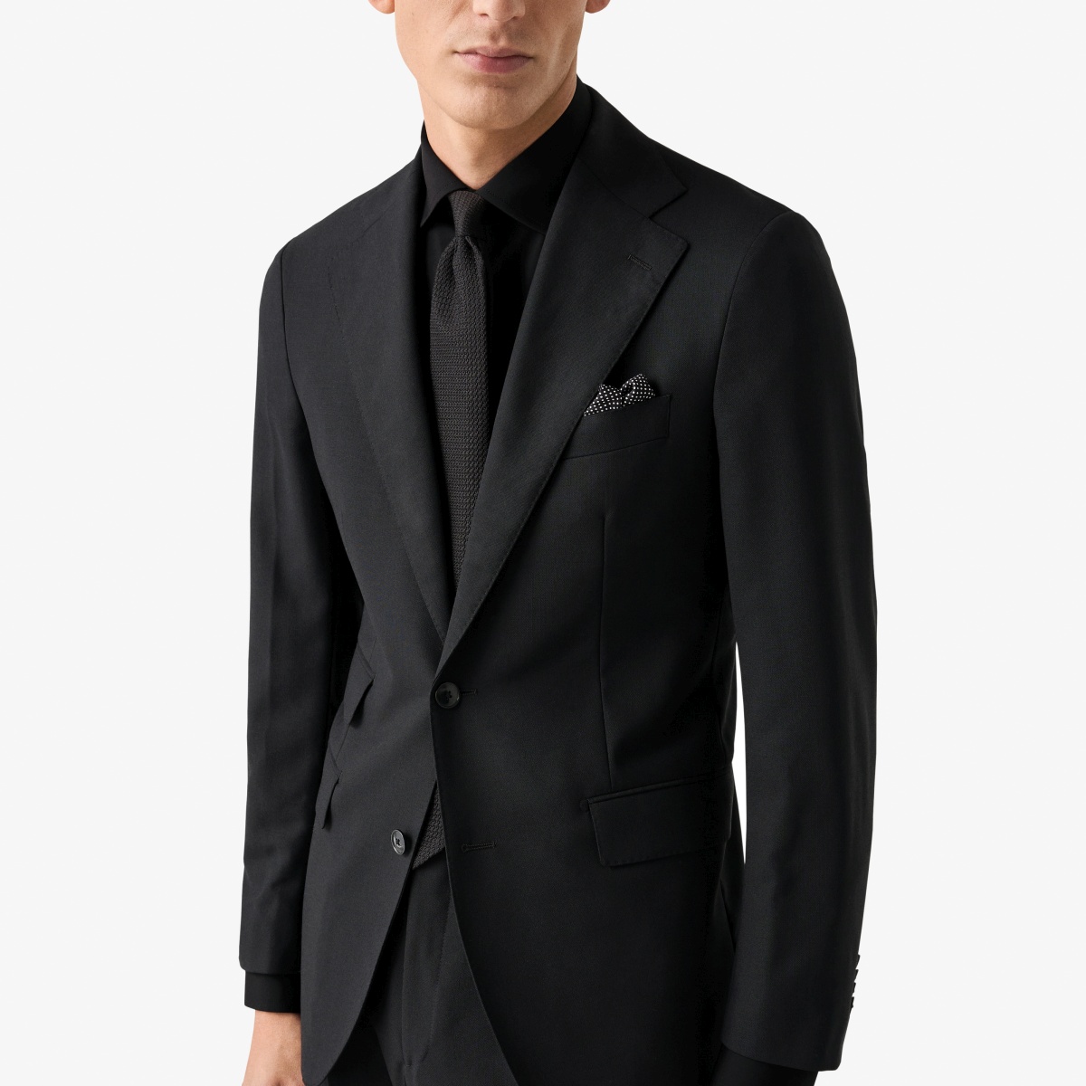 Eton black slim fit fit four-way stretch shirt