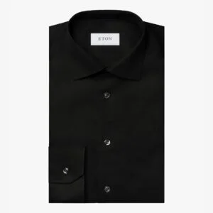 Eton black slim fit signature twill shirt