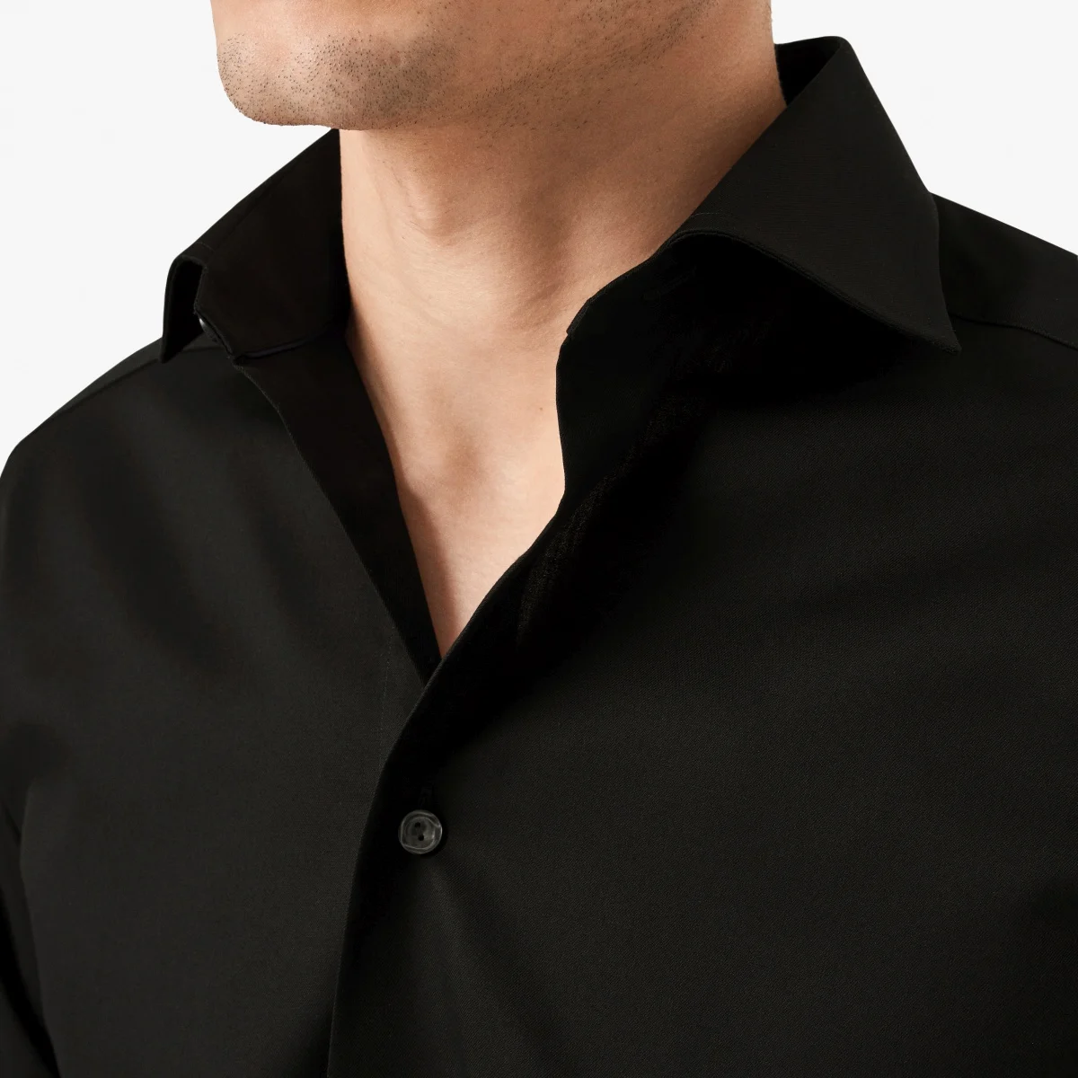 Eton black slim fit signature twill shirt