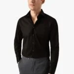 Eton black slim fit signature twill shirt