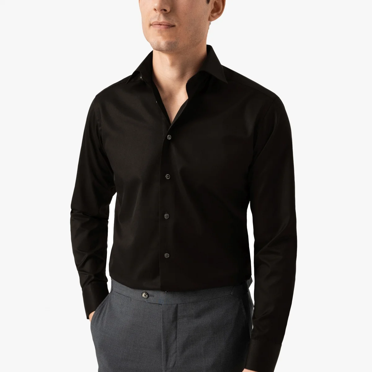 Eton black slim fit signature twill shirt