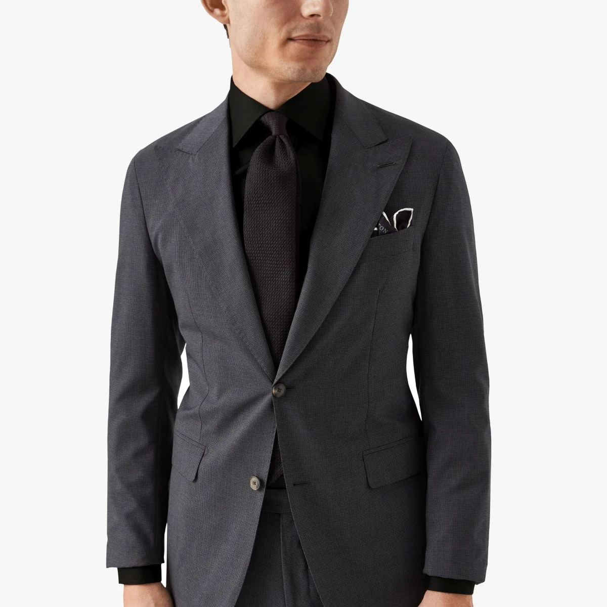 Eton black slim fit signature twill shirt