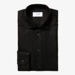 Eton black slim fit textured twill shirt