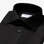 Eton black slim fit textured twill shirt