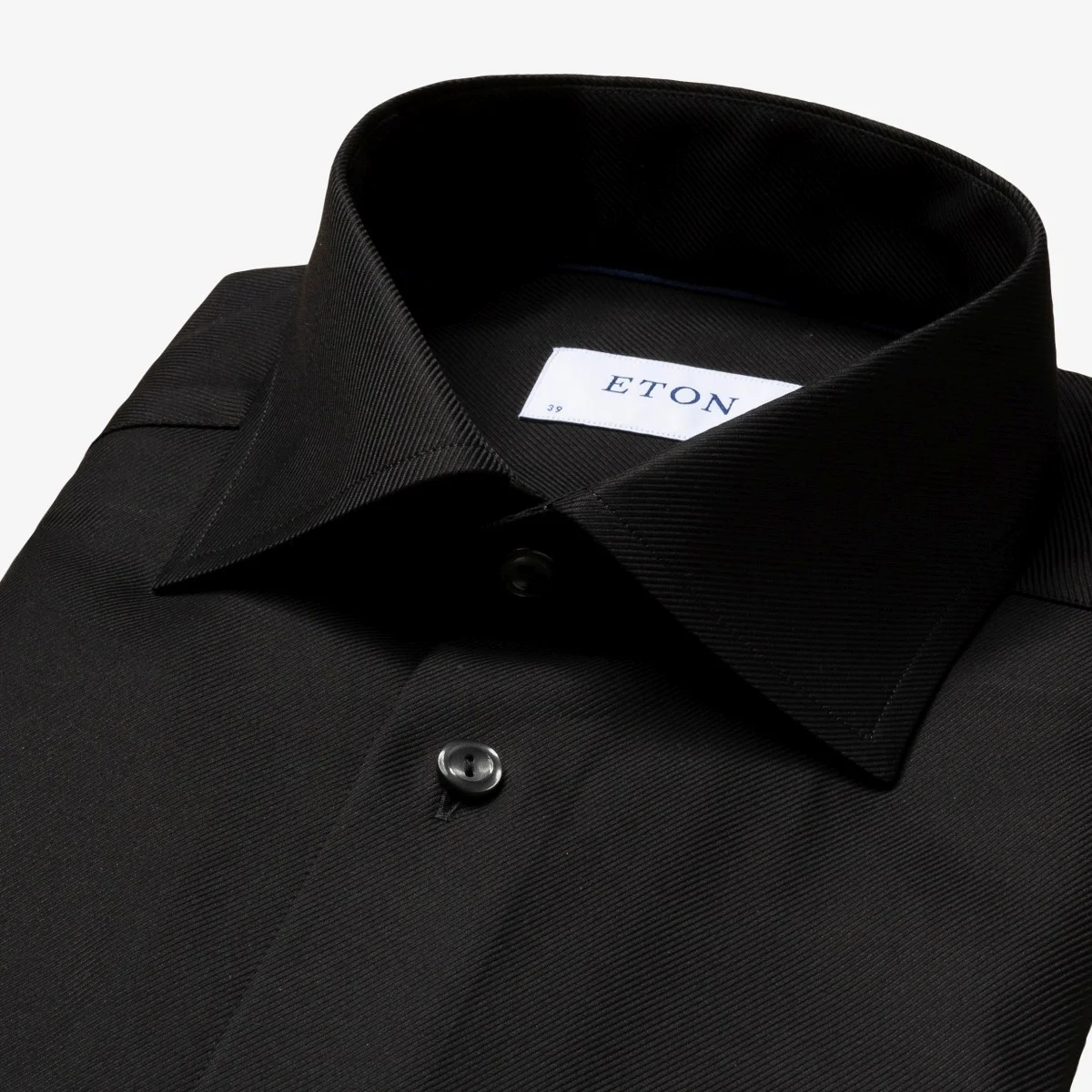 Eton black slim fit textured twill shirt