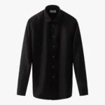 Eton black slim fit textured twill shirt