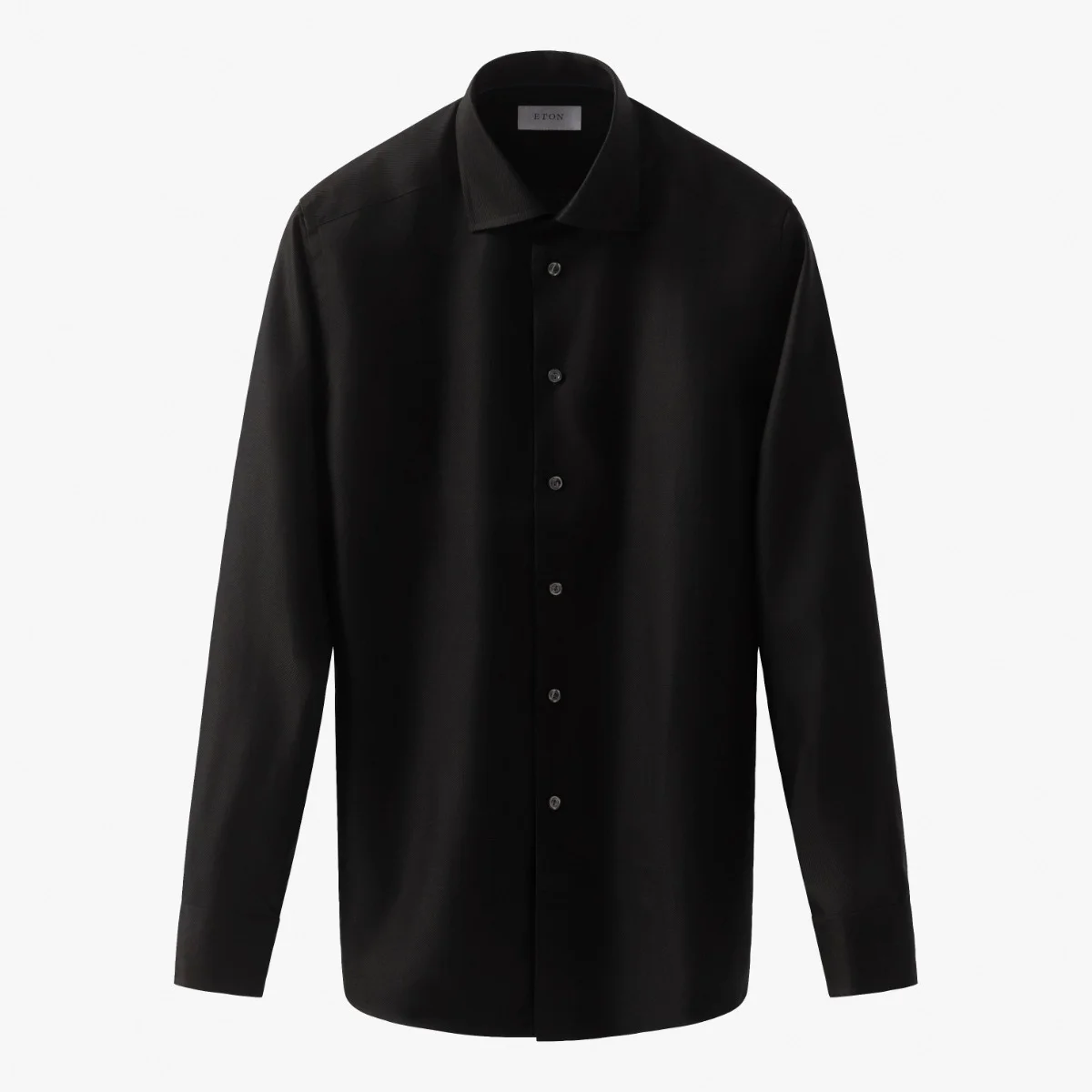 Eton black slim fit textured twill shirt