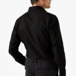 Eton black slim fit textured twill shirt