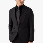 Eton black slim fit textured twill shirt