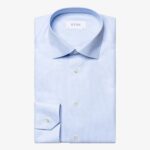 Eton blue slim fit organic cotton fine piqué shirt