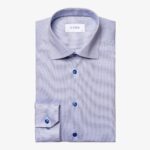 Eton blue slim fit micro pattern twill shirt