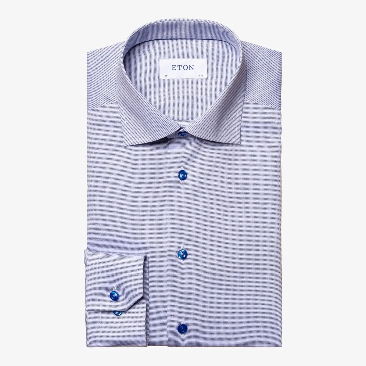 Eton blue slim fit micro pattern twill shirt