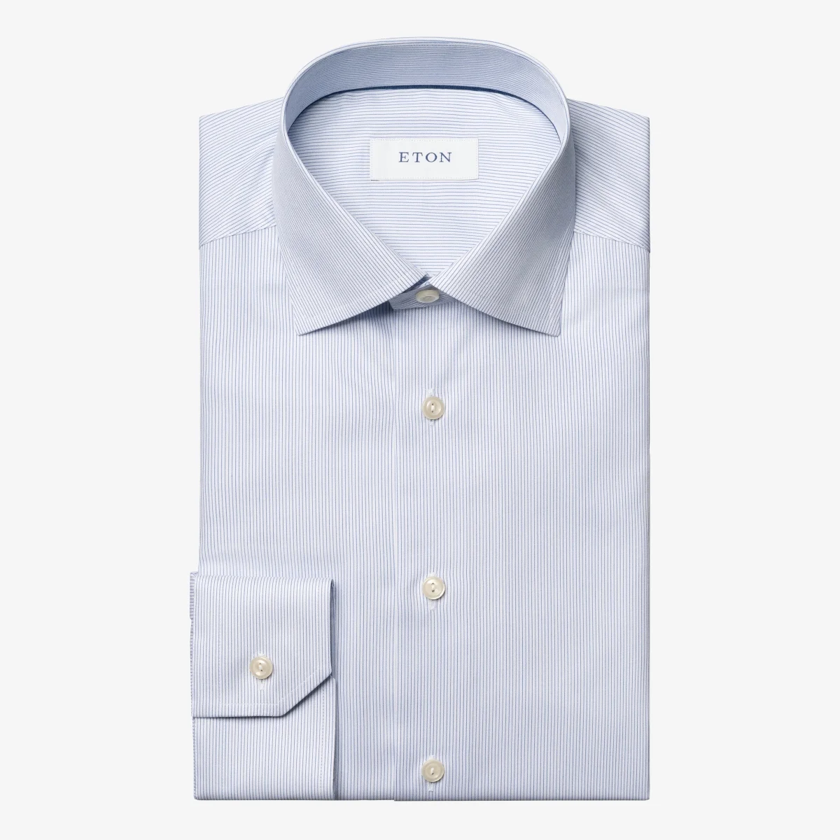 Eton blue slim fit hairline stripe twill shirt