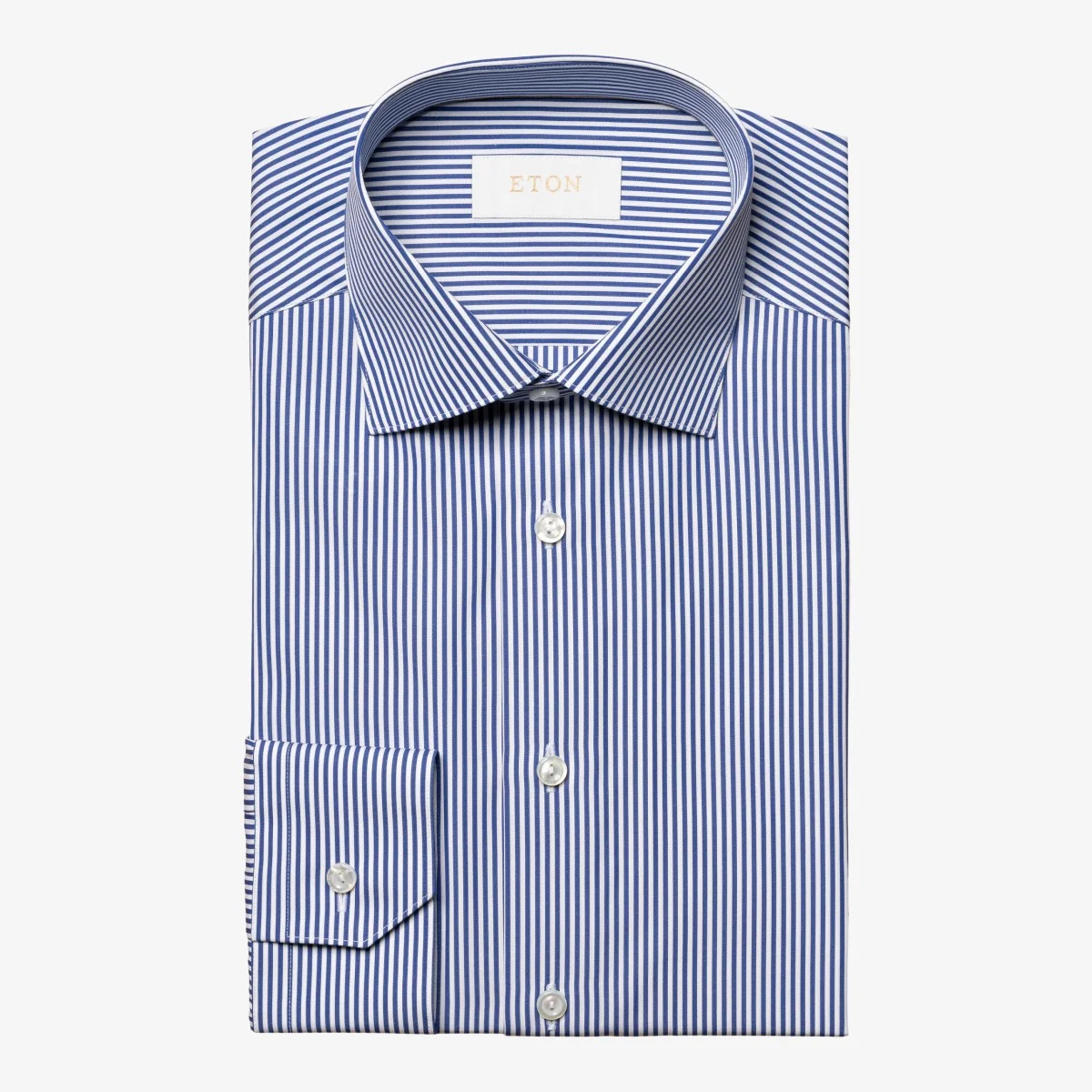 Eton dark blue slim fit striped Supima cotton poplin shirt