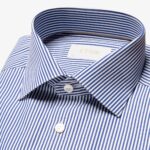 Eton dark blue slim fit striped Supima cotton poplin shirt