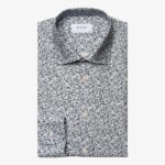 Eton grey slim fit floral print signature poplin shirt